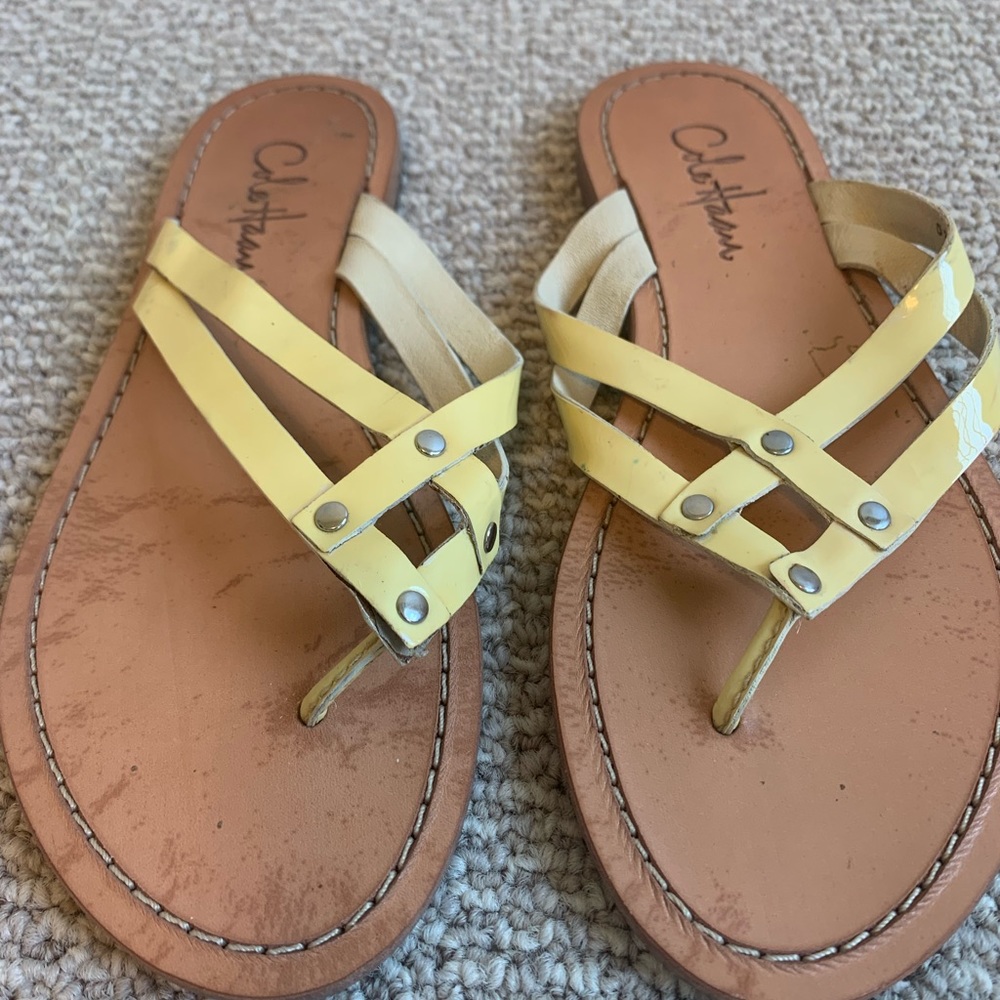 Cole Haan yellow patent leather sandals, size 6.5